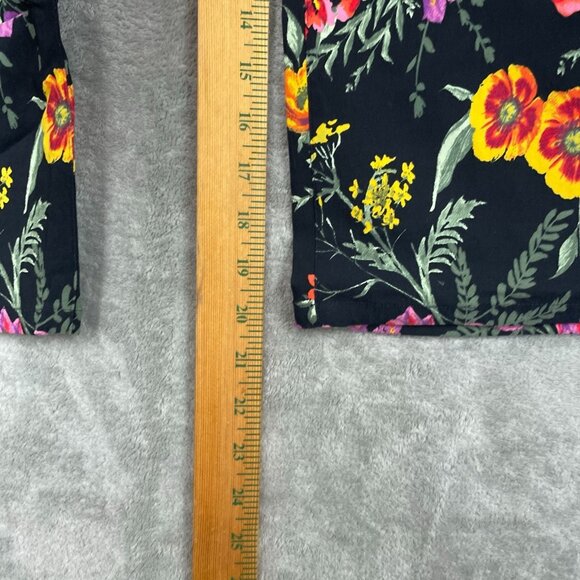 Susan Graver Black Floral Capri Pants Women’s Size 16 Stretchy a1549 - Picture 4 of 10